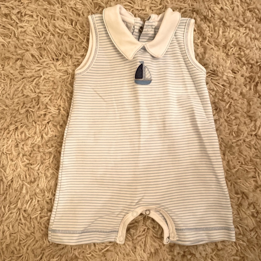 Magnolia Baby pima cotton boys sailboat romper